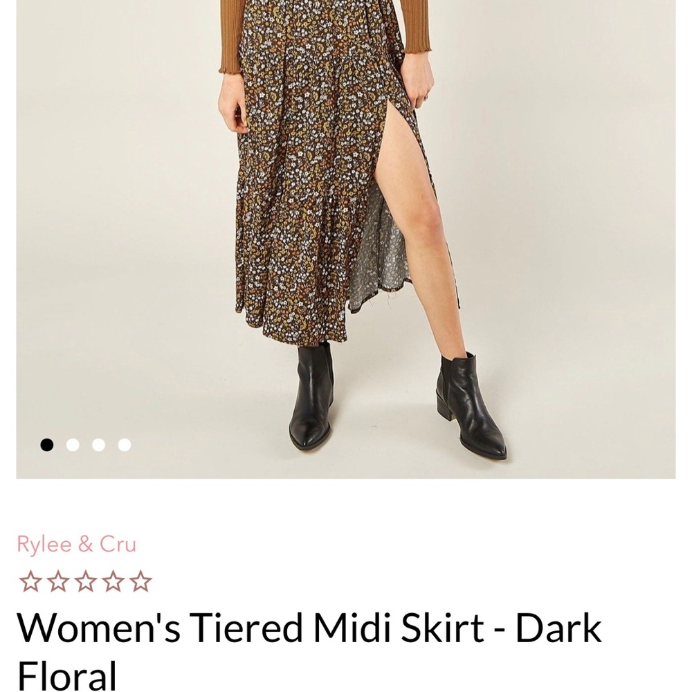 Rylee + cruWomen's Tiered Midi Skirt - Dark Floral
